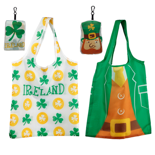 Handy Fold Up Luck of the Irish Leprechaun Ireland Shopping Bag with