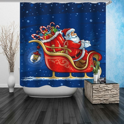 Santa On His Sleigh Shower Curtain