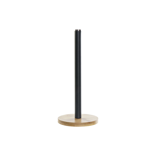 Kitchen Paper holder DKD Home Decor Black Natural Bamboo Stainless