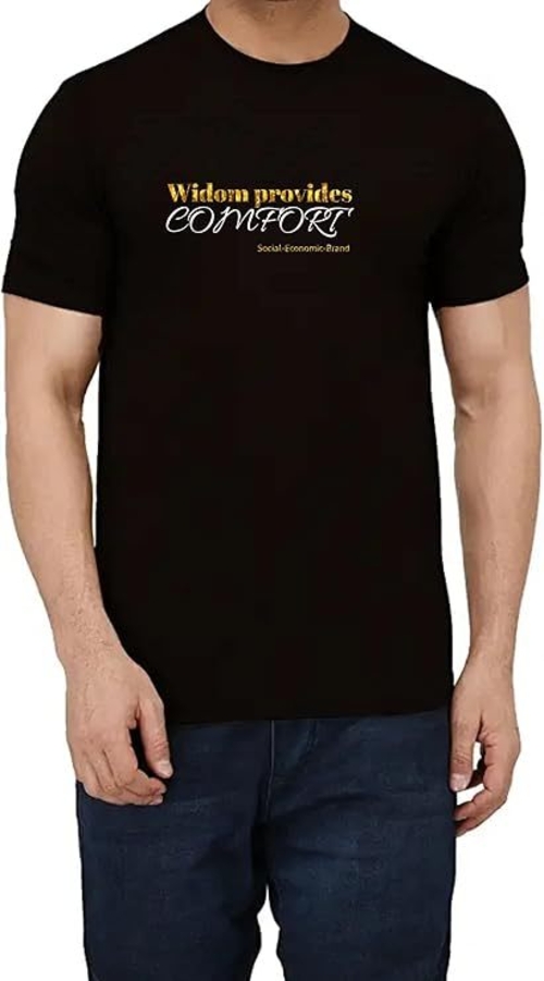 ROUND NECK HALF SLEEVES "widon provides comfort" PRINTED TSHIRT FOR