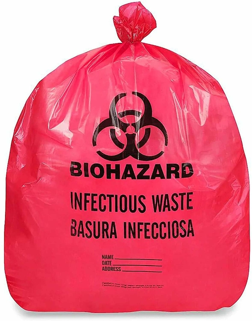 Pack of 250 Red Biohazard Liners 40 x 48 Thickness 16 Micron. 55-75 LB