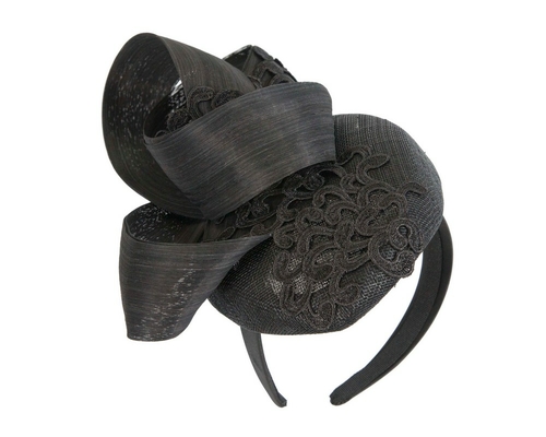 Stunning black pillbox fascinator with lace