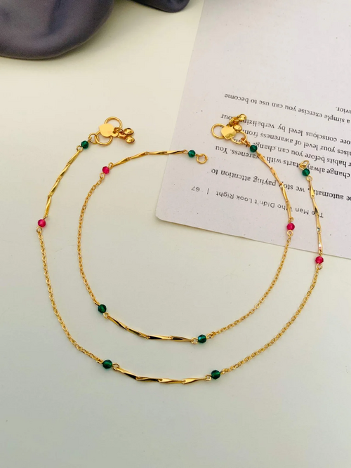 Classic Crystal Stones Gold Plated Anklet