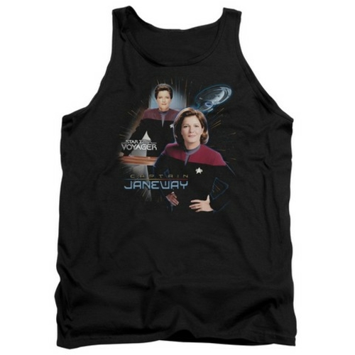 Trevco Star Trek-Captain Janeway - Adult Tank Top - Black- Extra Large