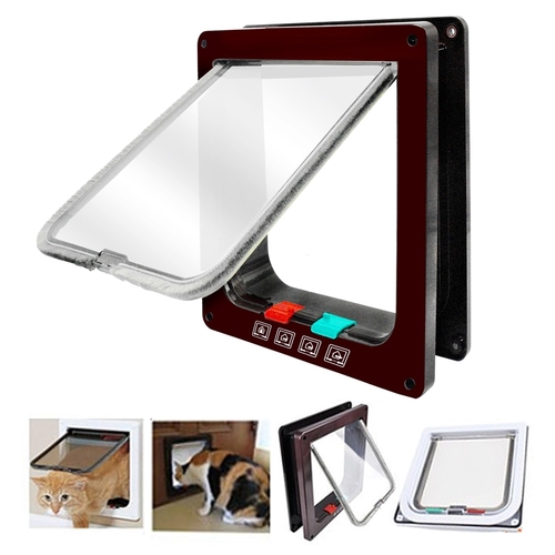 4 Ways Lockable Dog Cat Kitten Door Security Flap