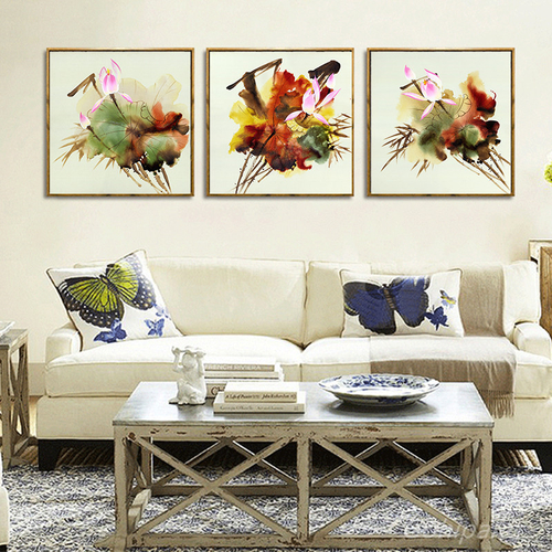 Classical Lotus Flower Print Retro Home Decor