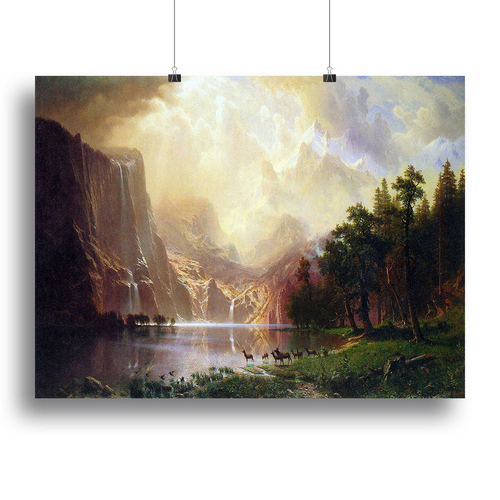 Between the Sierra Nevada Mountains by Bierstadt Canvas Print or