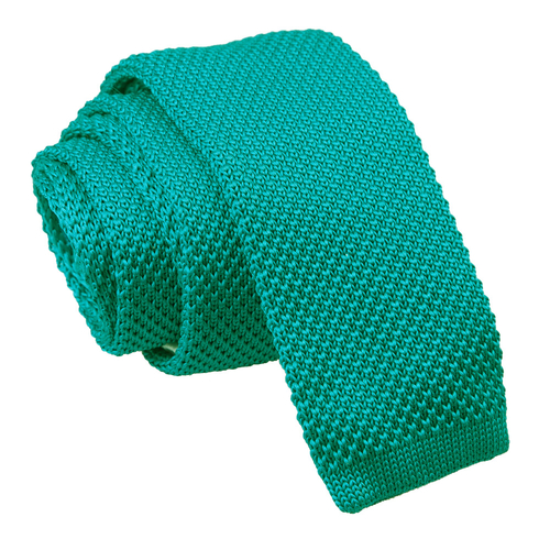 Plain Knitted Skinny Tie - Teal