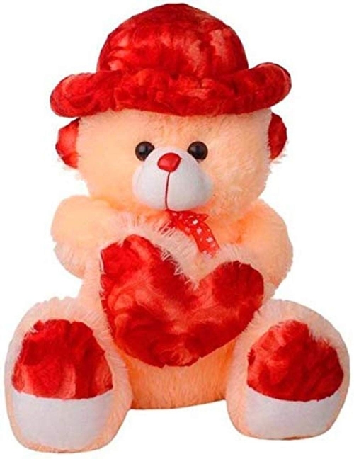 Soft Teddy Bear Size –3 Feet with Cap Color Red Hat and Beige Very
