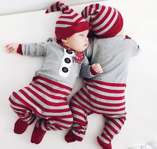 Christmas Newborn Baby Boys Girl Xmas Romper Hats