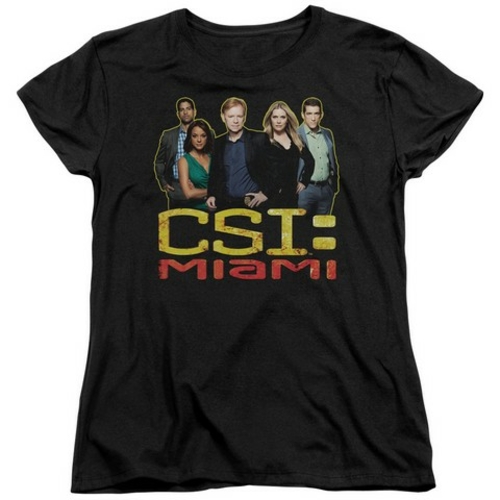 Trevco Csi Miami-The Cast In Black - Short Sleeve Womens Tee - Black- 
