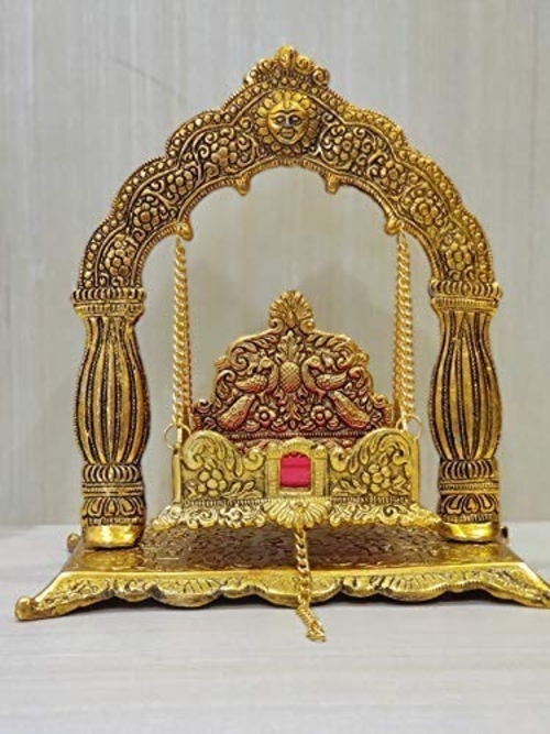 ARYADIT Gold Plated Handicraft Antique Look Nand Gopal Palana Kanha Ji