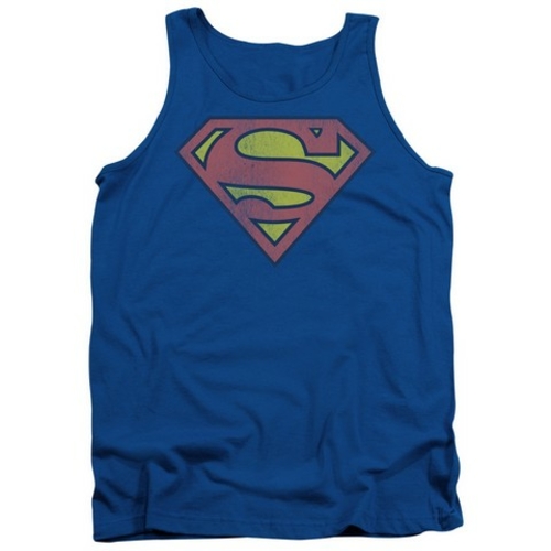 Trevco Dc-Retro Supes Logo Distressed - Adult Tank Top - Royal, Me