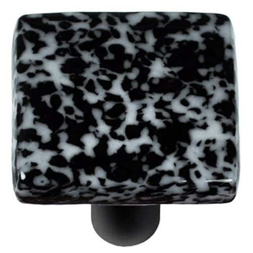 Hot Knobs HK8059-KB Granite Black & White Square Glass Cabinet Knob - 