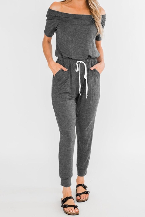 Off the shoulder jogger jumpsuit new arrivals