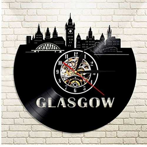 GLASGOW SKYLINE HANDMADE VINYL RECORD WALL CLOCK