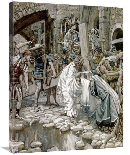 30 in. A Holy Woman Wipes the Face of Jesus Art Print - James Tissot