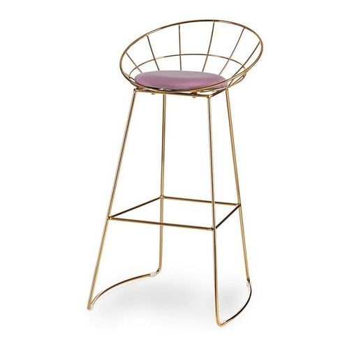 Stool Pink Golden Polyester Iron (51 x 94 x 52 cm)