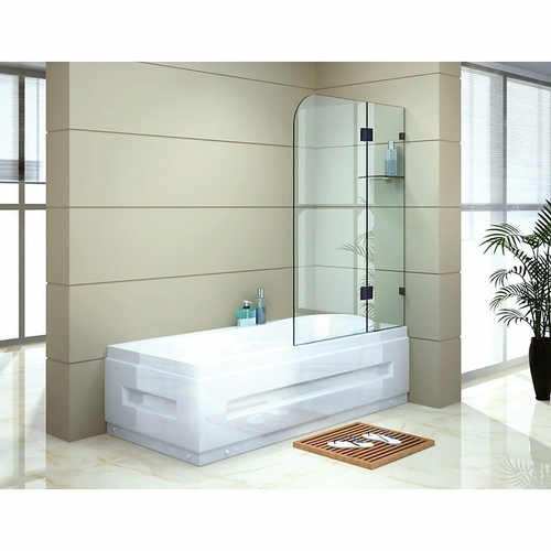 120 x 145cm Frameless Glass Bath Screen by Della Francesca BLACK