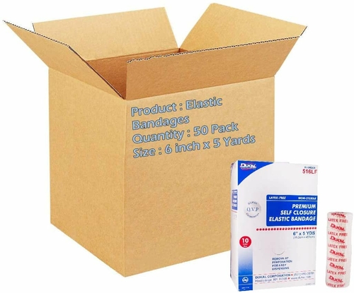 Dukal Elastic Bandages 6 inch x 5 Yards. Case of 50 Non-sterile