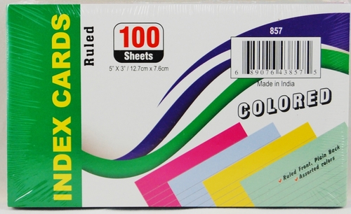 3" x 5" Ruled Colored Index Cards