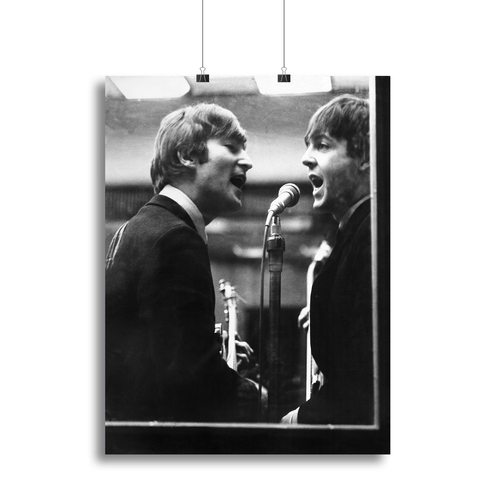 John Lennon and Paul McCartney in a recording studio Canvas Print or
