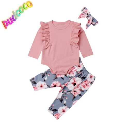 3Pcs Newborn Toddler Baby Girls Flower Top