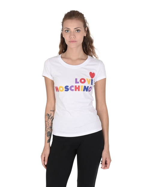 Love Moschino Womens T-Shirt W 4 B19 5B M 4083 A00 OPTICAL WHITE