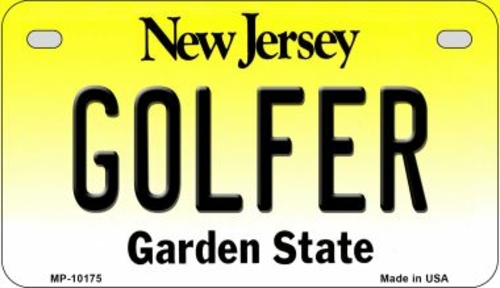 Smart Blonde MP-10175 7 x 4 in. Golfer New Jersey Novelty Metal Motorc