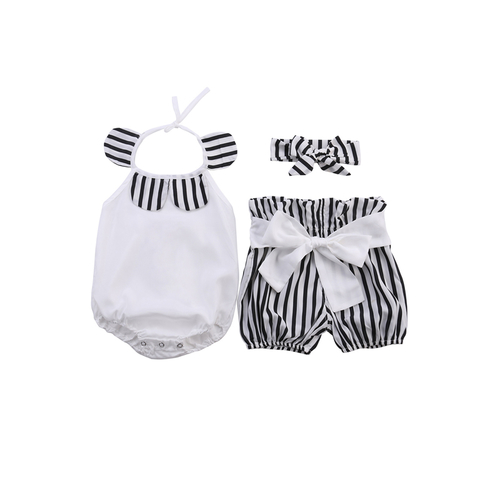 3PCS Casual Cute Newborn Baby Girl Sleeveless O