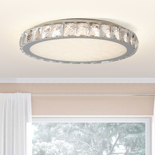 Crystal LED Ceiling Light, 19.7-Inch Flush Mount, 45W Dimmable Modern
