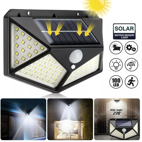 100 LED Outdoor Waterproof PIR Motion Sensor LED Solar Wall Lights 