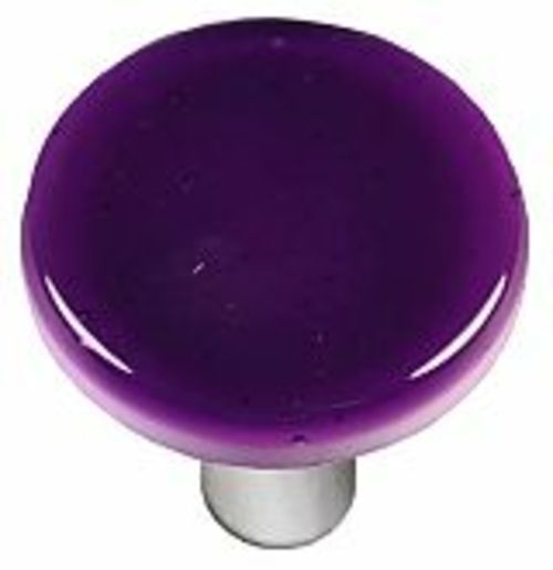 Hot Knobs HK1045-KRA Violet Striker Round Glass Cabinet Knob - Aluminu