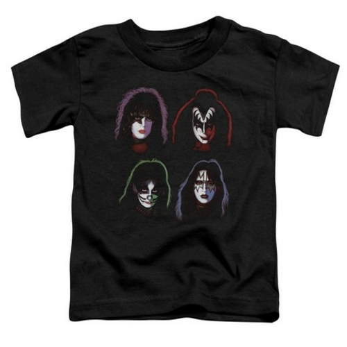 Kiss-Solo Heads Short Sleeve Toddler Tee, Black - Medium 3T