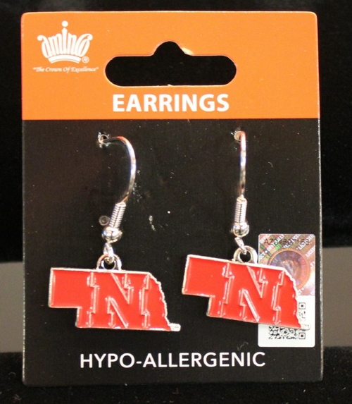 Nebraska Cornhuskers Earrings State Design