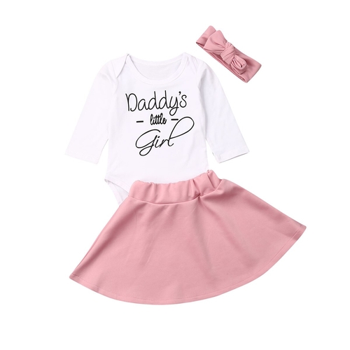 3PCS Newborn Baby Girl Autumn Clothes Sets Letter