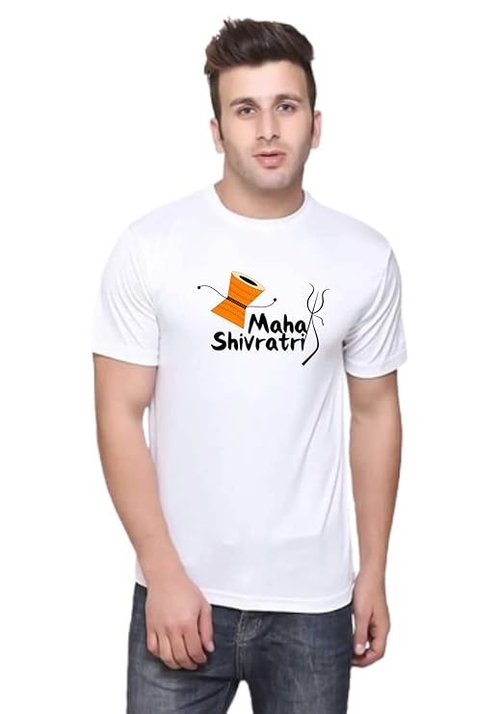 Round Neck MAHASHIVRAT PRINTED T-Shirt for Mens (Size-M) (Color-WHITE)
