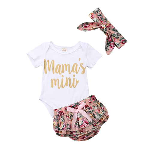 Baby Girl Princess Romper Jumpsuit 3PCS Clothes