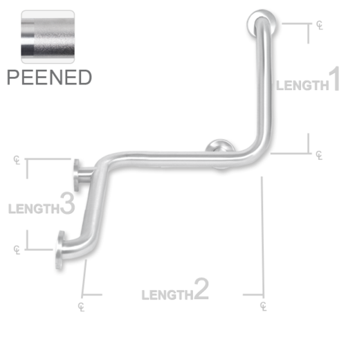 AJW UG2X-L402032R 40 X 20 X 32 In. Concealed Snap Flange Grab Bar- Pee