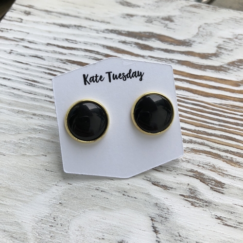 Black Shiny Druzy Earrings