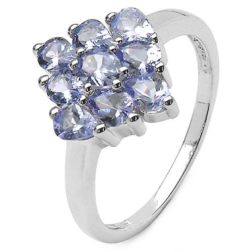 1.29 Carat Genuine Tanzanite .925 Sterling Silver Ring