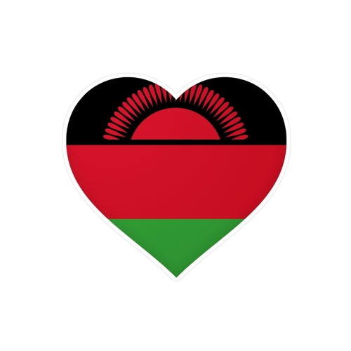 Autocollant en coeur Drapeau du Malawi en plusieurs tailles