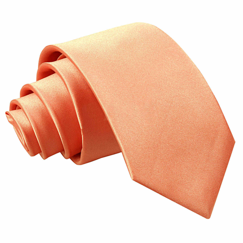 Plain Satin Classic Tie - Boys - Coral