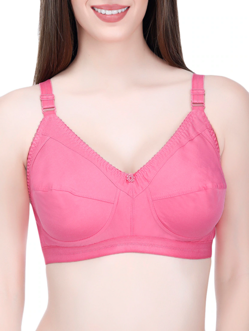 Pink Cotton Regular Bra(Size40)(Colorpink)