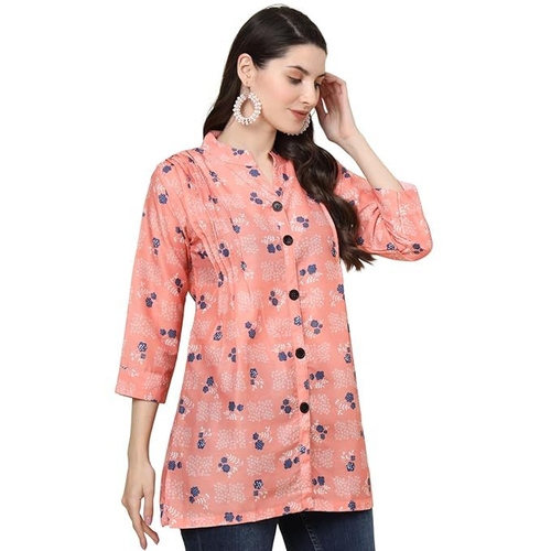 Womens Lightweight Long Casual 3/4 Sleeve Collor Neck Cotton Digital