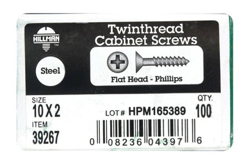 Hillman 39267 10 x 2 in. Twinfast Cabinet Screws