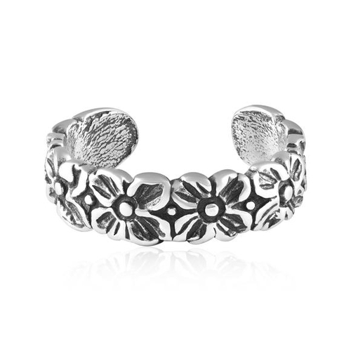 Retro Flower Adjustable Sterling Silver Toe Ring
