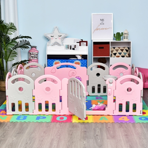 Qaba 2.1' 14 Pcs Safety Children Playpen Safety Yard Activity Center