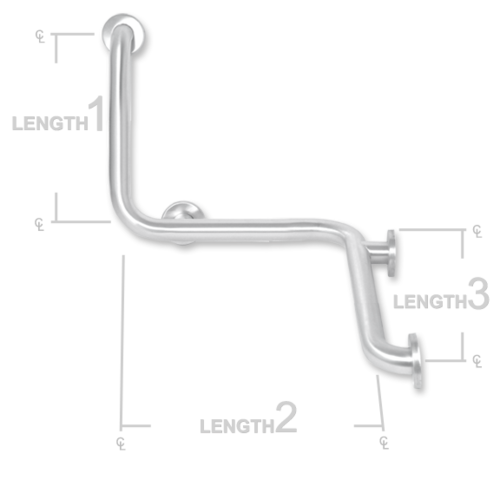 AJW UG2-L402032L 40 X 20 X 32 In. Concealed Snap Flange Left Grab Bar 