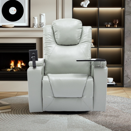 270 Degree Swivel PU Leather Power Recliner Individual Seat Home